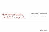 Hvervekampagne - aeldresagen.dk · 2017. 5. 16. · Hvervekampagne maj 2017 – uge 18 Mål: 2.600 nye medlemmer Udsendes fra 2.- 5. maj 2017