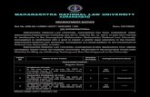 MAHARASHTRA NATIONAL LAW UNIVERSITY Notification-MNLU-A.… · 2) MNLU, Aurangabad is an institution of excellence and medium of instruction is English and the applicants should have