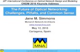 The Future of Optical Networking: Challenges, Pitfalls ...monarchna.com/ONDM2016-KeynotePresentation-Simmons.pdf · spectral allocation, without bringing down any connections •