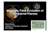 Magnetic Field Evolution of Terrestrial Planets · 2009. 10. 7. · Self-Generated Magnetic Field Of the terrestrial planets and major satellites, Earth, Mercury, and Ganymede are
