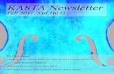 KASTA Newsletterkasta.org/newsletter_archive/2010/2017/kasta_2017_fall.pdf · 2017. 10. 6. · KASTA Newsletter Fall 2017 Edition | Volume 16, Issue 3 Jacob M. Dakon, editor KASTA.org