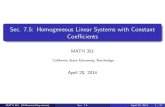 Sec. 7.5: Homogeneous Linear Systems with Constant Coefficientsjingli/courses/MATH351_S14/LN4Sec7_5.pdf · 2014. 4. 21. · Sec. 7.5: Homogeneous Linear Systems with Constant Coe