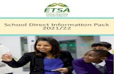 School Direct Information Pack 2021/22 - ETSA · ETSA Salaried School Direct trainees will be paid on the Unqualified Teacher Pay Scale (and A, Inner London) area. All ETSA schools
