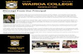 WAIROA COLLEGE · 2018. 6. 28. · Wade Tohiariki-Williams MATHEMATICS & STATISTICS 2.14 - Apply systems of equations in solving problems Student Merit Excellence Melchior Atzwanger
