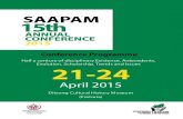 Conference Programme - SAAPAM ANNUAL CONFERENCE PROGR… · Conference Programme. 2 SAAPAM ANNUAL CONFERENCE 3 SAAPAM ANNUAL CONFERENCE DAY ONE: TUESDAY 21 APRIL 2015 06:30 – 08:00