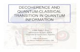DECOHERENCE AND QUANTUM-CLASSICAL TRANSITION IN QUANTUM … · 2008. 10. 3. · decoherence: an overview (i) • decoherence and the quantum-classical transition: hilbert space is