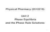 Physical Pharmacy (0510219) Unit 2 Phase Equilibria and ... · Phase Equilibria and the Phase Rule. 5 Phase rule: • Phase is a homogeneous, physically distinct portion of a system