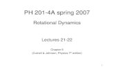 Rotational DynamicsRotational Dynamicsmirov/L 21-22 Ch 9 spring... · 2012. 7. 30. · PH 201PH 201-4A spring 20074A spring 2007 Rotational DynamicsRotational Dynamics Lectures 21-22