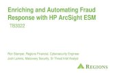 Enriching and Automating Fraud Response with HP ArcSight ESM · 2014. 9. 9. · Enriching and Automating Fraud Response with HP ArcSight ESM Ron Stamper, Regions Financial, Cybersecurity