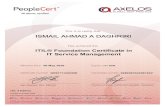ISMAIL AHMAD A DAGHRIRI€¦ · ISMAIL AHMAD A DAGHRIRI 06 May 2020 GR671143930ID Printed on8 May 2020 N/A 9980003324861822 ITIL® Foundation Certificate in IT Service Management