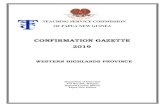 CONFIRMATION GAZETTE 2019...TEACHING SERVICE COMMISSION OF PAPUA NEW GUINEA CONFIRMATION GAZETTE 2019 WESTERN HIGHLANDS PROVINCE Department of Education P O Box 446, Waigani~ i ~ …