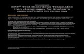 SAT Test Directions Translated into  for Students · 2020. 2. 10. · 1 COLLEGE BOARD . SAT ® Test Directions Translated into  for Students . Spring