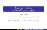 Sustainability criteria: between efficiency and equitycermics.enpc.fr › ~delara › MABIES › slides_MabelTidball.pdf · Plan of the presentation Introduction 1 Some words about
