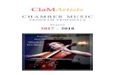 CHAMBER MUSIC - ClaMArtistsclamartists.com/clamartists.com/wp-content/uploads/2017/... · 2017. 1. 5. · Schubert Piano Trio in E flat major, D929 no. 2 Program II Ravel Piano Trio