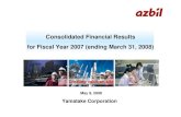 Consolidated Financial Results for FY2007(ending March 31,2008) · 2015. 2. 4. · 1. Financial Results for FY2007 (ending March 31, 2008) P. 4. 2. 3. Contents. 4. Business Plan for