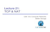 Lecture 21: TCP & NATcseweb.ucsd.edu/.../sp15/cse123-a/lectures/123sp15-lec21.pdfLecture 22 Overview CSE 123 – Lecture 22: TCP & NAT CLOSED LISTEN SYN_RCVD SYN_SENT ESTABLISHED CLOSE_WAIT