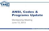 ANSI, Codes & Programs Update - Cool Roof Rating Council · 2018. 6. 26. · ANSI, Codes & Programs Update Membership Meeting June 13, 2013 . Exhibit 6 - Annual Membership Meeting