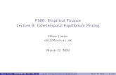 F500: Empirical Finance Lecture 9: Intertemporal Equilibrium ...Outline 1 The Stochastic Discount Factor 2 The Consumption Capital Asset Pricing Model 3 The Equity Premium Puzzle 4