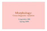 Morphology - University of Washingtoncourses.washington.edu/.../Core/Morphology/morph3.pdf · 2006. 4. 28. · Morphology summary Morphological competence. Native speakers know which