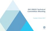 ISO 20022 Technical Committee Meeting...2017/03/14  · ISO 20022 project update by ASX 7 • SWIFT standards consultants continue detailed mapping of CHESS EIS messages to ISO 20022