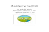 Municipality of Trent Hills...2020/12/15  · Municipality of Trent Hills 2021 Municipal Budget Meeting Date: December 15, 2020 Budget Schedule Municipal Staff adhere to a schedule