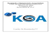 Kentucky Optometric Association 118th Spring Education ... · PDF file 10:00am-12:00pm “Optometric Surgical Procedures for Every 11:00am Optometrist” Nate Lighthizer, O.D. 12:00pm-1:00pm