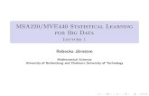 MSA220/MVE440 Statistical Learning for Big Data - Lecture 1 · 2018. 3. 19. · Statistical Learning for Big Data Big Data BIG DATA: can’t t on a HD Big Data: 10Gb+1Tb big data: