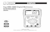 DM525...PF 0 10 20 30 40 50 60 LINK INSTRUCTION MANUAL ENGLISH DM525 True RMS 1000V Digital Multimeter w/Temperature 1-800-547-5740 • email: info@ueitest.com TABLE OF CONTENTS FUNCTIONS