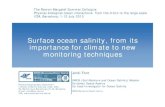 Surface ocean salinity, from its importance for climate to new … Ramon Margalef Summer Colloquia... · 2013. 12. 12. · The Ramon Margalef Summer Colloquia Physical-biological