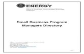 Small Business Program Managers Directory - Energy.gov Directory - Jan 5 .pdfJan 05, 2021  · U.S. Department of Energy (DOE) 1000 Independence Avenue, SW Washington, DC 20585 Main