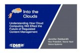 Into the Clouds...Clouds Understanding How Cloud Computing Will Effect the Future of Regulated Content Management Jennifer Goldsmith Vice President, Veeva Vault Veeva Systems The views