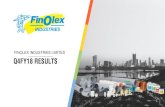 FINOLEX INDUSTRIES LIMITED Q4FY18 RESULTS · American company Lubrizol Corporation, inventors and the largest manufacturers of the CPVC compound worldwide. The tie-up will strengthen