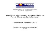 Bridge Ratings, Inspections And Records Manual (BRIAR …AASHTO Manual for Bridge Evaluation, the bridge shall be closed. The associated 3 Ton Load Rating Factor thresholds are: Vehicle