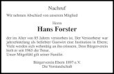 Herrn Hans Forster - franken-gedenkt.de · 2018. 5. 1. · Hans Forster der im Alter von 85 Jahren verstorben ist. Der Verstorbene war jahrzehntelang als beliebter Gastwirt eine Institution