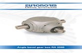 Angle bevel gear box RA 2000 - Euronorm Drive Systems...PAR CÓNICO: de engranajes esferoidales GLEASON, carbocementado calidad AGMA QII. CUSCINETTI: radiali, rigidi, a sfera. A richiesta,