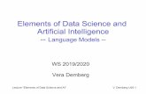 Elements of Data Science and Artificial Intelligence -- Language Models · • Summarization • Language generation in chatbots or dialog systems . ... ama ydy . Lecture “Elements