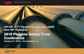 2016 Pipeline Safety Trust Conferencepstrust.org/wp-content/uploads/2016/05/Crochet...Specifications (API 1104) ! Welder Qualifications ! Welder Identification (Stenciling) ! Controls