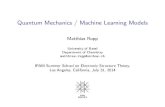 Quantum Mechanics / Machine Learning Models · Coupled cluster Density functional theory MNDO, tight binding Force ﬁelds QM/ML models: The accuracy of quantum chemistry, at the