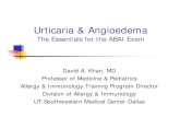 Urticaria & Angioedema · Urticaria & Angioedema The Essentials for the ABAI Exam David A. Khan, MD Professor of Medicine & Pediatrics Allergy & Immunology Training Program Director
