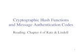 Cryptographic Hash Functions and Message Authentication ...web.cse.ohio-state.edu/~lai.1/5351/3.hash-MAC.pdf Cryptographic Hash Functions and Message Authentication Codes Reading: