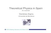 Theoretical Physics in Spain - UBDomènec Espriu Universitat de Barcelona RECFA Meeting, Barcelona 29-30 March 2003 RECFA Meeting, Barcelona 29-30 March 2003 1. Personnel & human resources