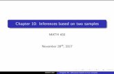 Chapter 10: Inferences based on two samplesvucdinh.github.io/Files/lecture24.pdf · 2020. 12. 15. · Overview 10.1Di erence between two population means 10.2The two-sample t test