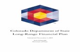 Colorado Department of State Long-Range Financial Plan...• Educates the public on the CCSA • Investigates complaints • Publishes an annual report • Works with other regulators