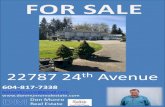 22787 24 Avenue - donmunrorealestate.com · 2020. 5. 1. · 22787 24th Avenue. Don Munro Real Estate 604-817-7338 botsoldmunro@gmail.com Legal: LOT 10 SECTION 20 TOWNSHIP 10 NEW WESTMINSTER