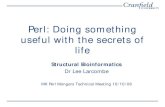 Perl: Doing something useful with the secrets of lifePerl: Doing something useful with the secrets of life Structural Bioinformatics Dr Lee Larcombe MK Perl Mongers Technical Meeting