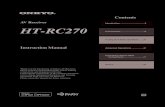 Introduction 2 HT-RC270 - Onkyo USA...AV Receiver HT-RC270 Instruction Manual Thank you for purchasing an Onkyo AV Receiver. Please read this manual thoroughly before making connections