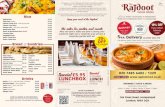Rajdoot NW3 - 10% Off · 2018. 12. 19. · Rajdoot £13.95 Chicken & Lamb tikka pieces cooked with onion, capsicum, chef’s own spices. Tomato base. King Prawn Nobabi £13.95 King