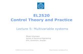 EL2520 Control Theory and Practice€¦ · • State-space theory, state feedback and observers • Decentralized and decoupled control • Robust loop shaping • H 2 and H1 ...