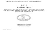 Instructions for Preparing 2016 Form 502 - Virginia Tax · 2019. 5. 29. · Page 1 INSTRUCTIONS FOR PREPARING FORM 502 VIRGINIA PASS-THROUGH ENTITY INCOME TAX RETURNS FOR 2016 What’s