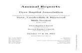 Annual Reports - Dyer Baptist Association€¦ · Barbara Richards presented the Women‘s Ministry Report, introduced Miss Taylor Cantrell, daughter of Jerry and Alisha Cantrell.
